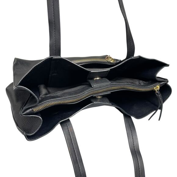 Calvin Klein Anya Signature Chain Black Faux Leather Purse Tote Shoulder Bag OS - Picture 7 of 14